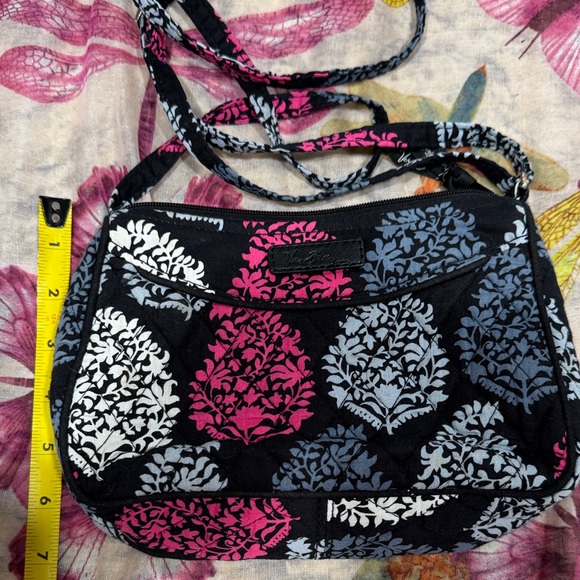 Vera Bradley Northern Lights Black and Pink Floral Shoulder Bag - Picture 5 of 6